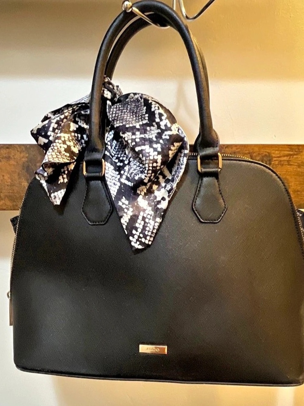 Aldo Black & White Animal Print Satchel